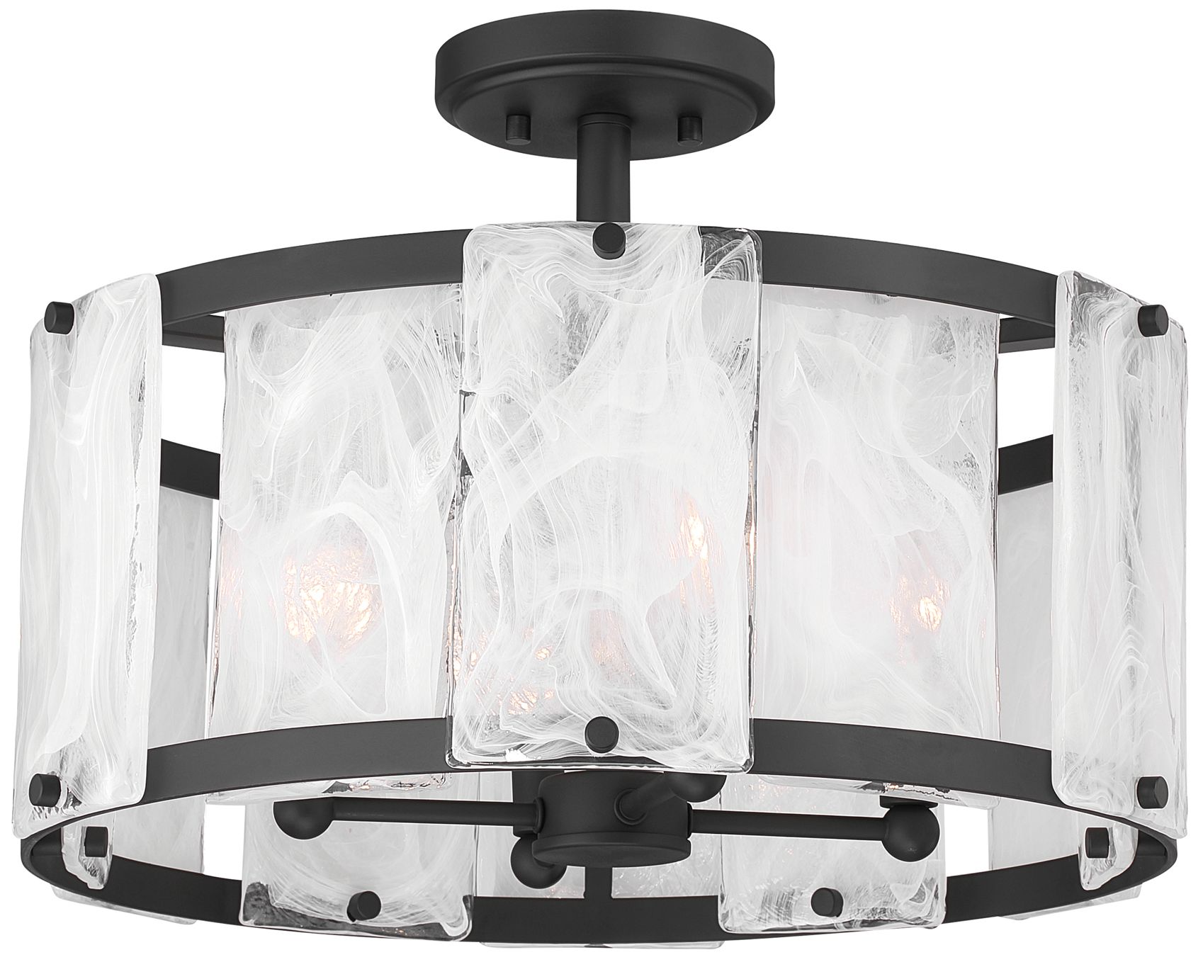 Minka Lavery Veil 4-Light 19.25-in Black Semi-Flush Mount with Glass Shade