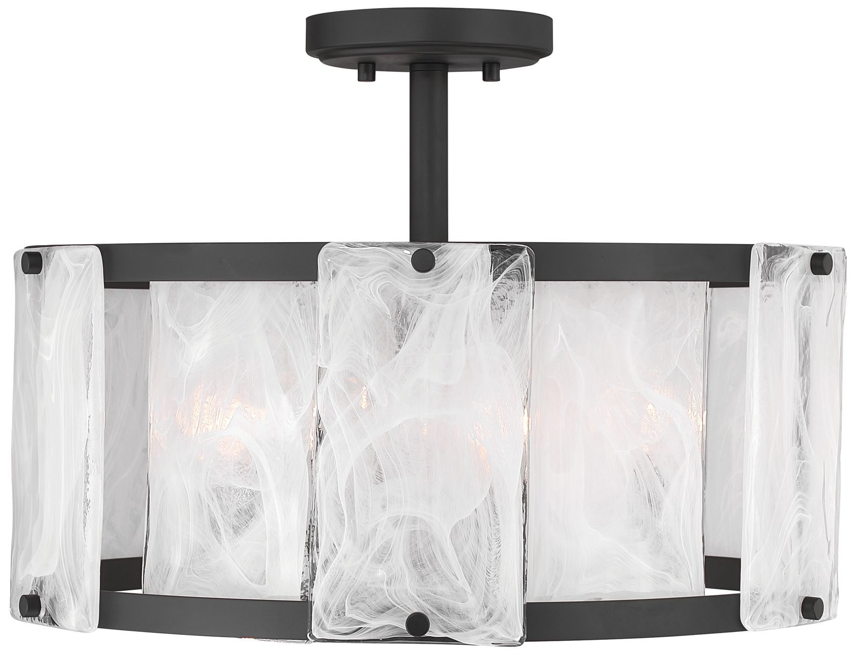 Minka Lavery Veil 4-Light 19.25-in Black Semi-Flush Mount with Glass Shade