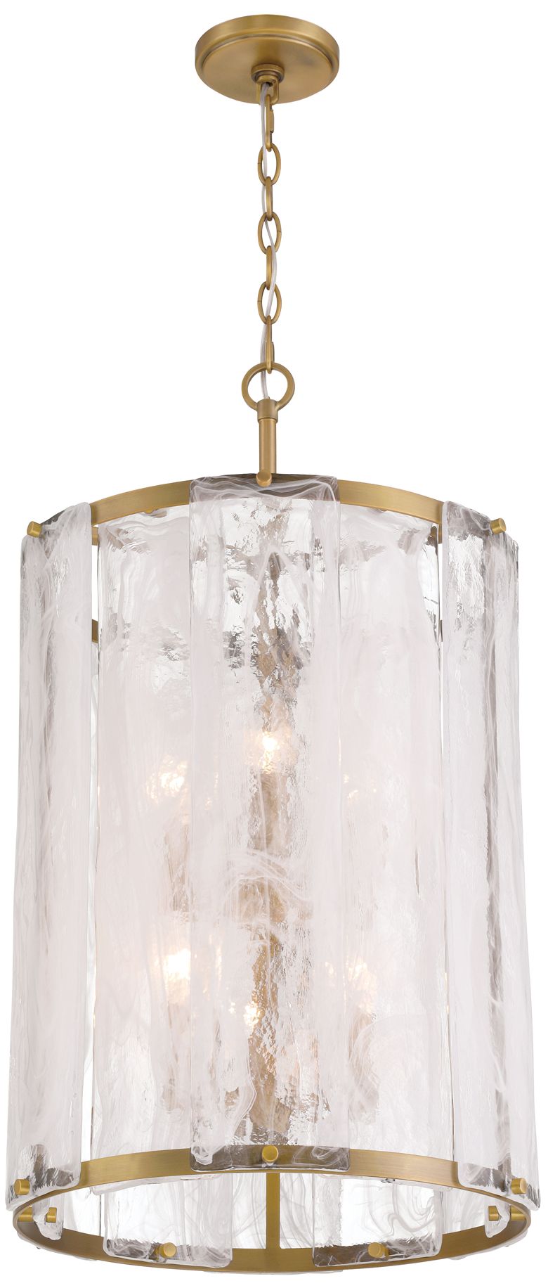 Image 2 Minka-Lavery Veil 6-Light 16-in Legacy Brass Pendant with Swirl Glass Shade