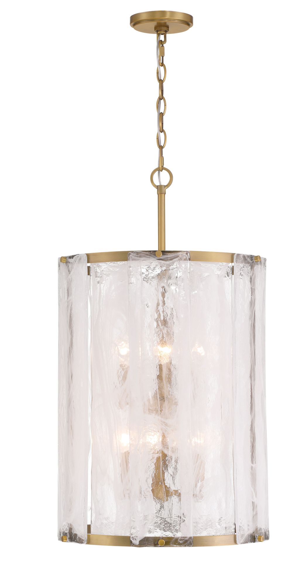 Image 3 Minka-Lavery Veil 6-Light 16-in Legacy Brass Pendant with Swirl Glass Shade more views