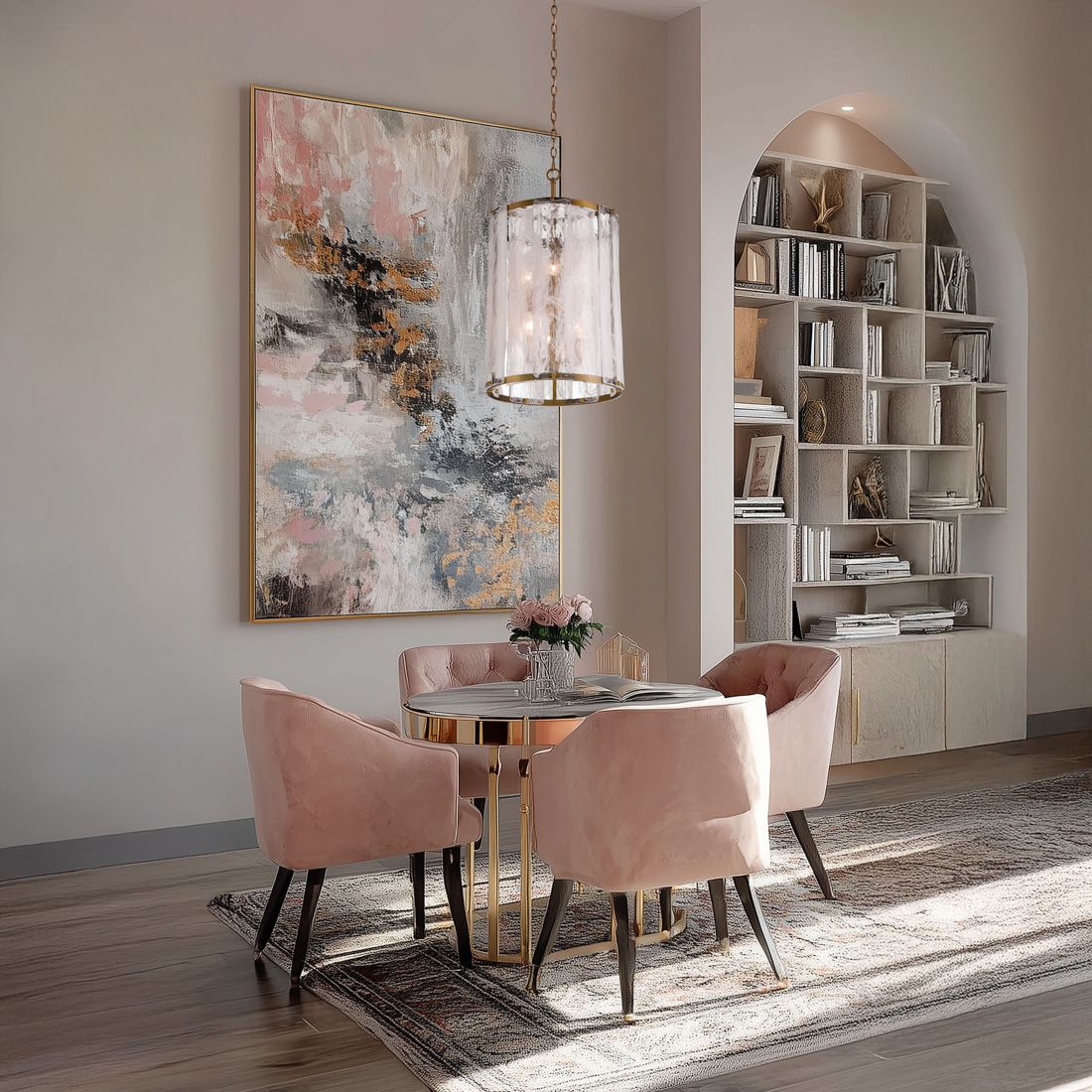 Image 4 Minka-Lavery Veil 6-Light 16-in Legacy Brass Pendant with Swirl Glass Shade more views