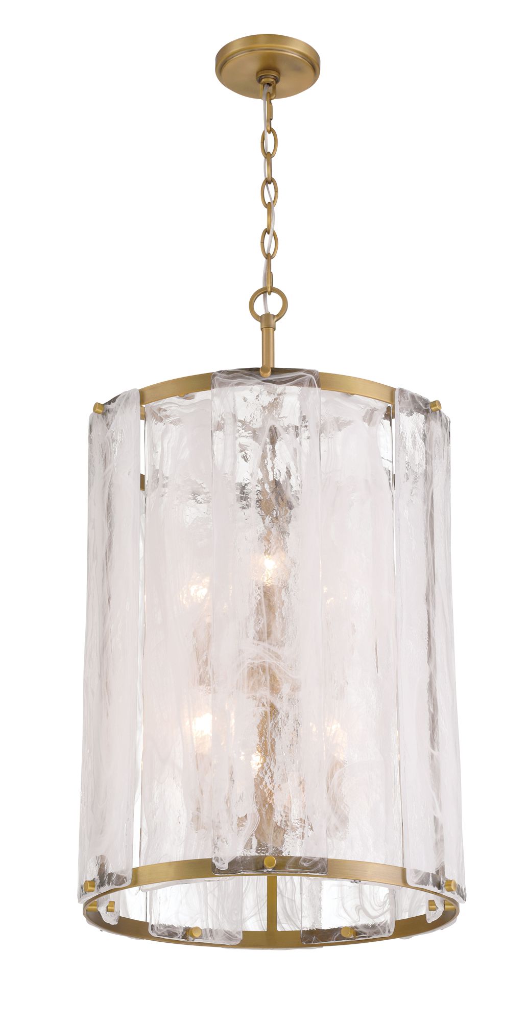 Image 7 Minka-Lavery Veil 6-Light 16-in Legacy Brass Pendant with Swirl Glass Shade more views