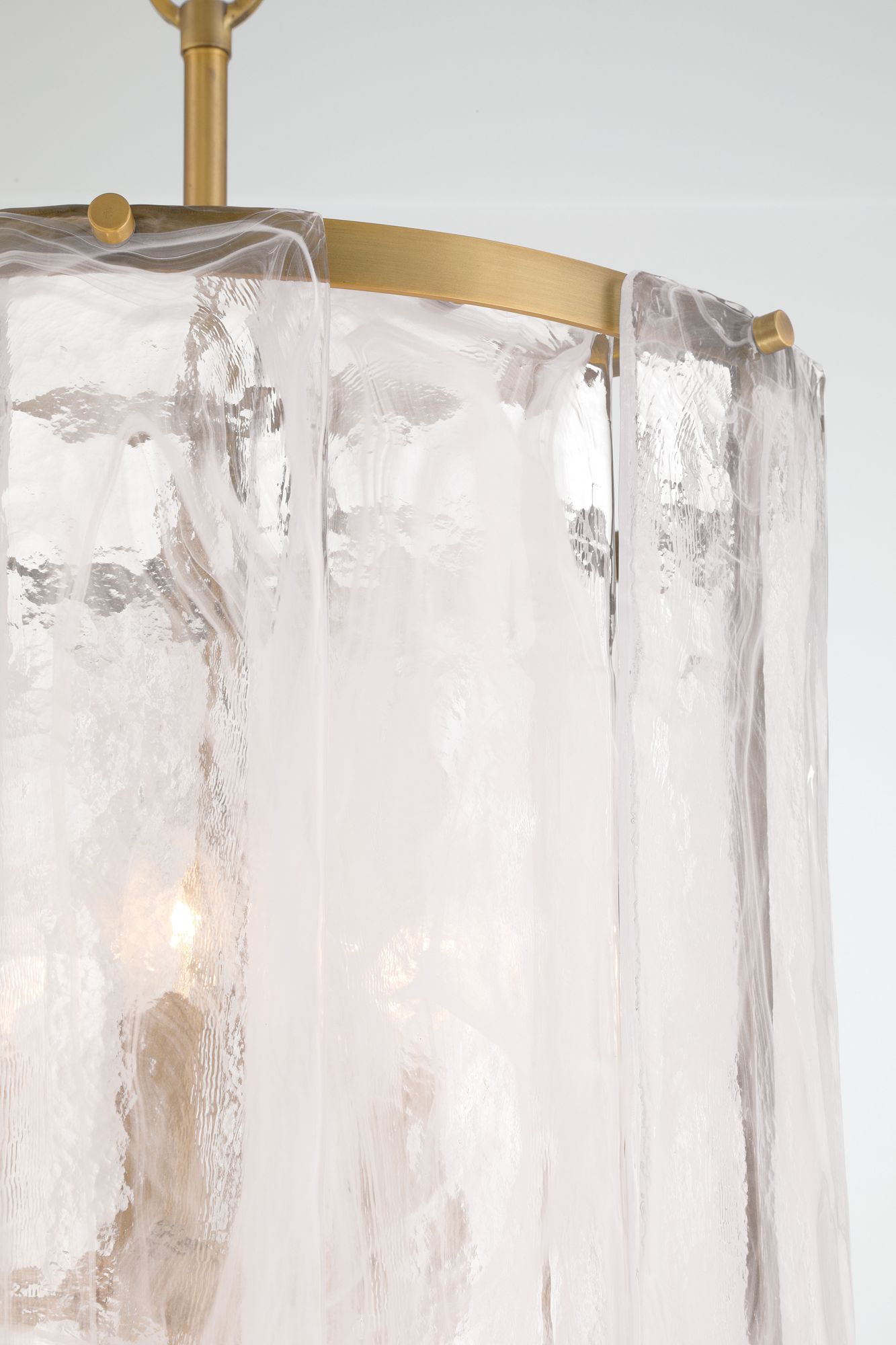 Minka-Lavery Veil 6-Light 16-in Legacy Brass Pendant with Swirl Glass Shade