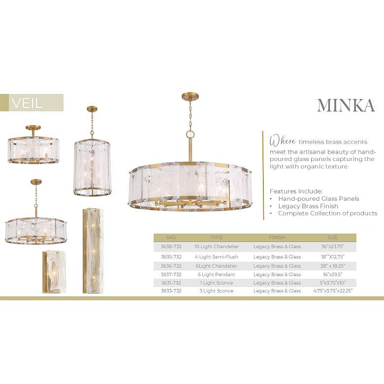 Image 6 Minka-Lavery Veil 6-Light 28-in Legacy Brass Indoor Pendant more views