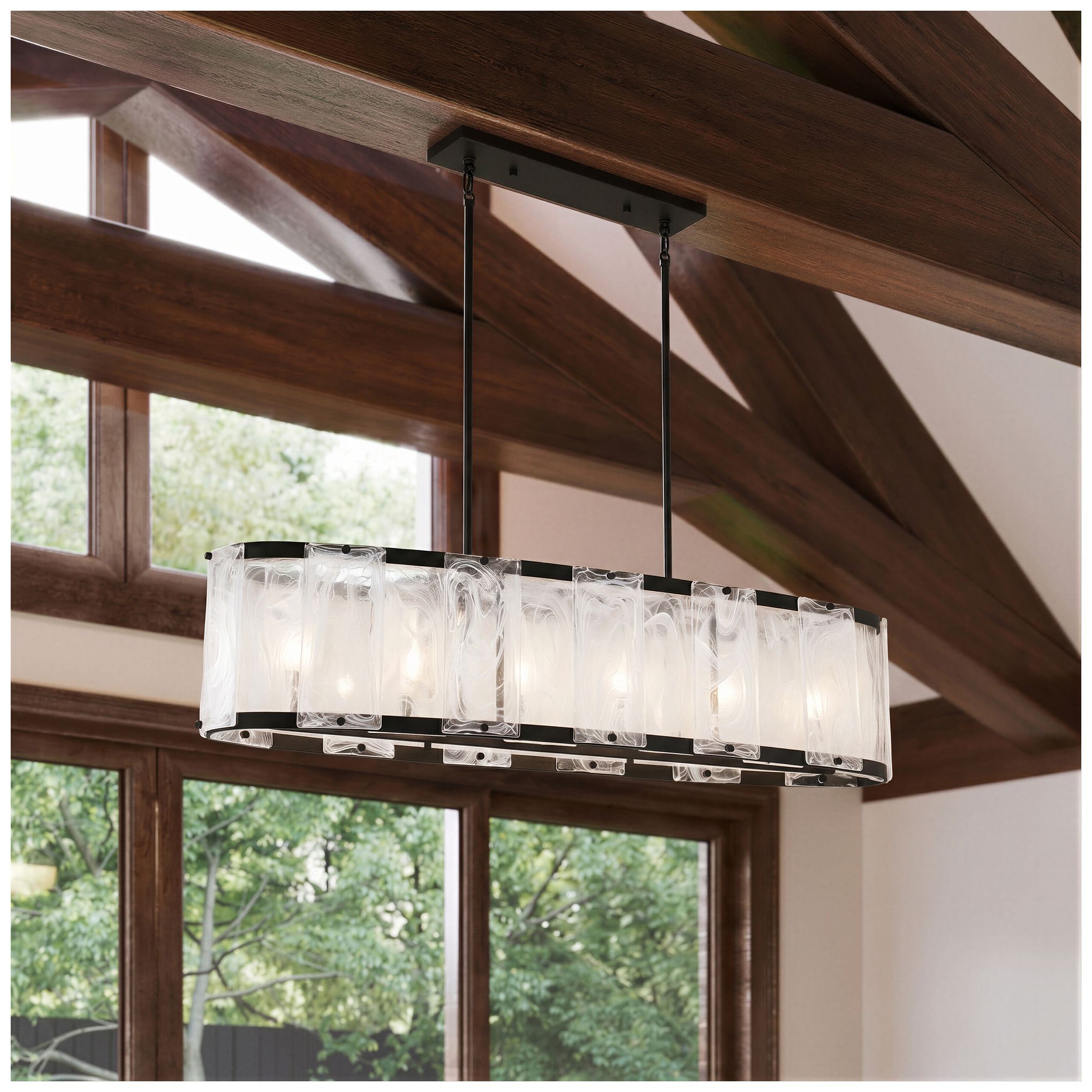 Thumbnail2 of Minka Lavery Veil 6-Light 48-in Dark Matte Black Linear Chandelier more views