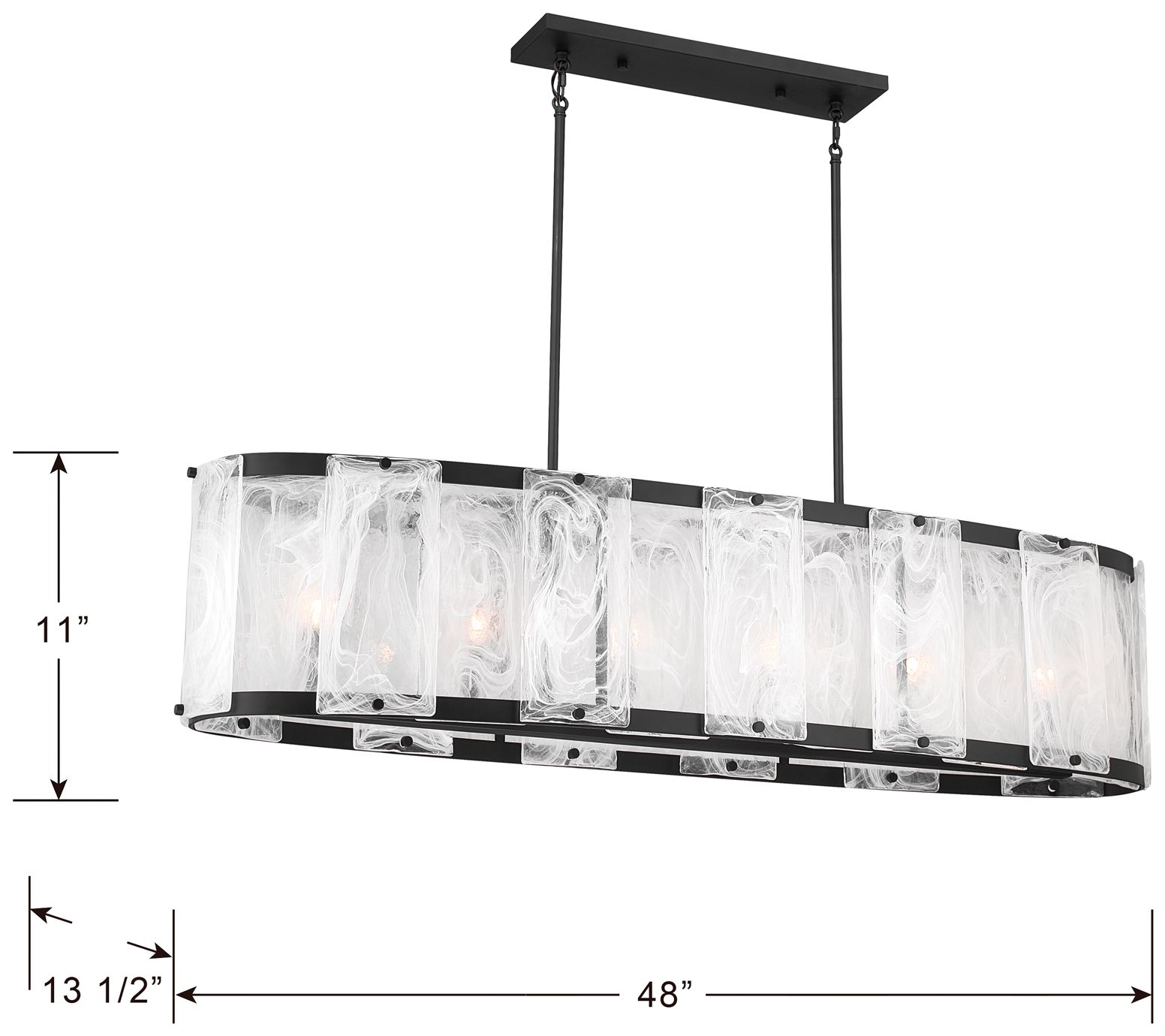 Minka Lavery Veil 6-Light 48-in Dark Matte Black Linear Chandelier