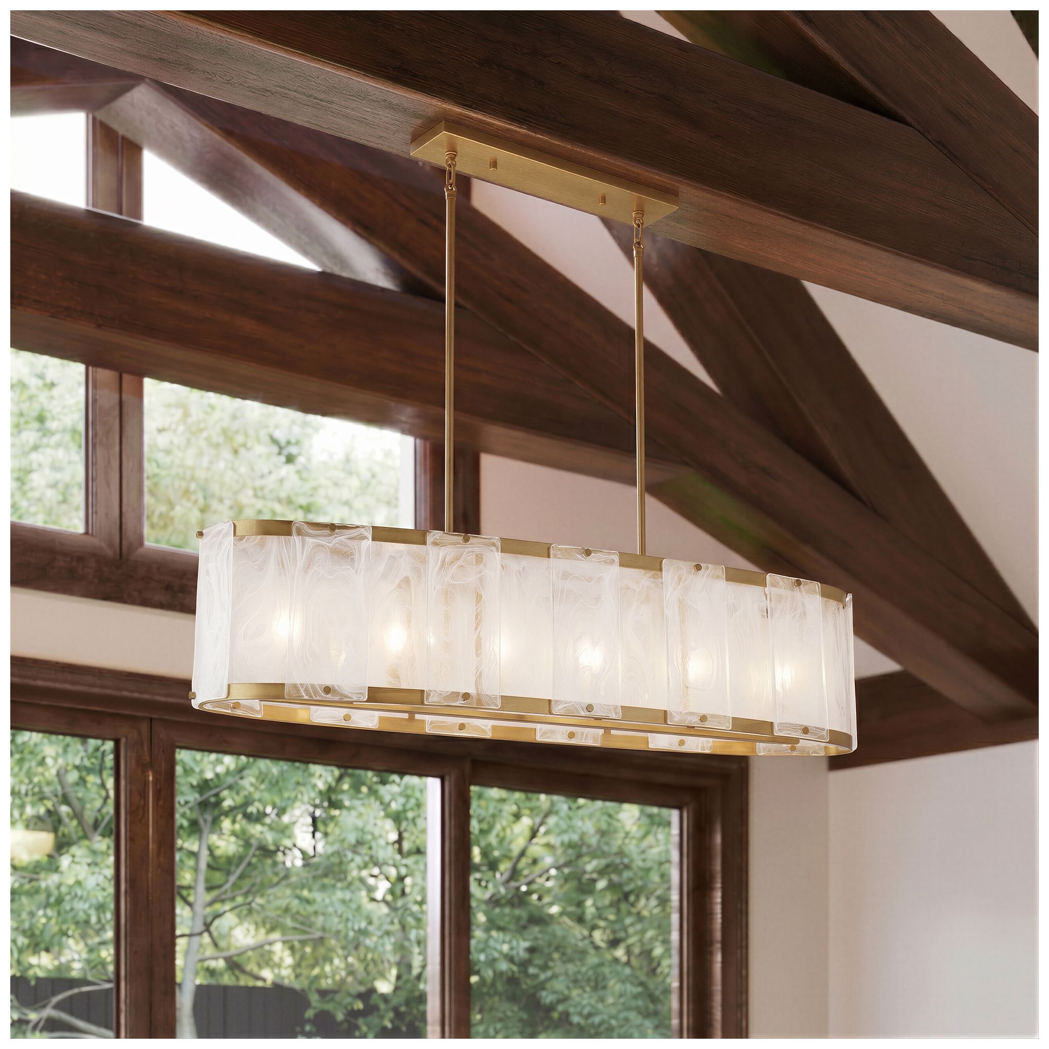Thumbnail2 of Minka Lavery Veil 6-Light 48-in Legacy Brass Linear Chandelier more views