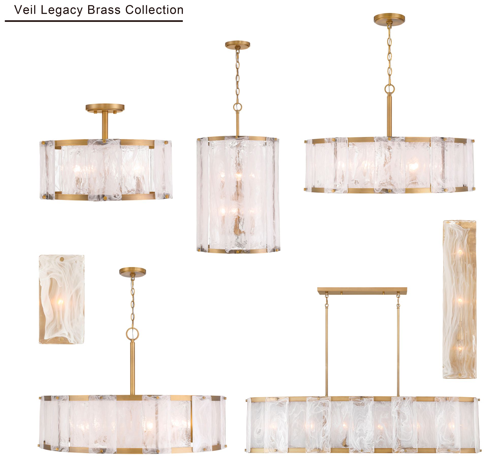 Minka Lavery Veil 6-Light 48-in Legacy Brass Linear Chandelier
