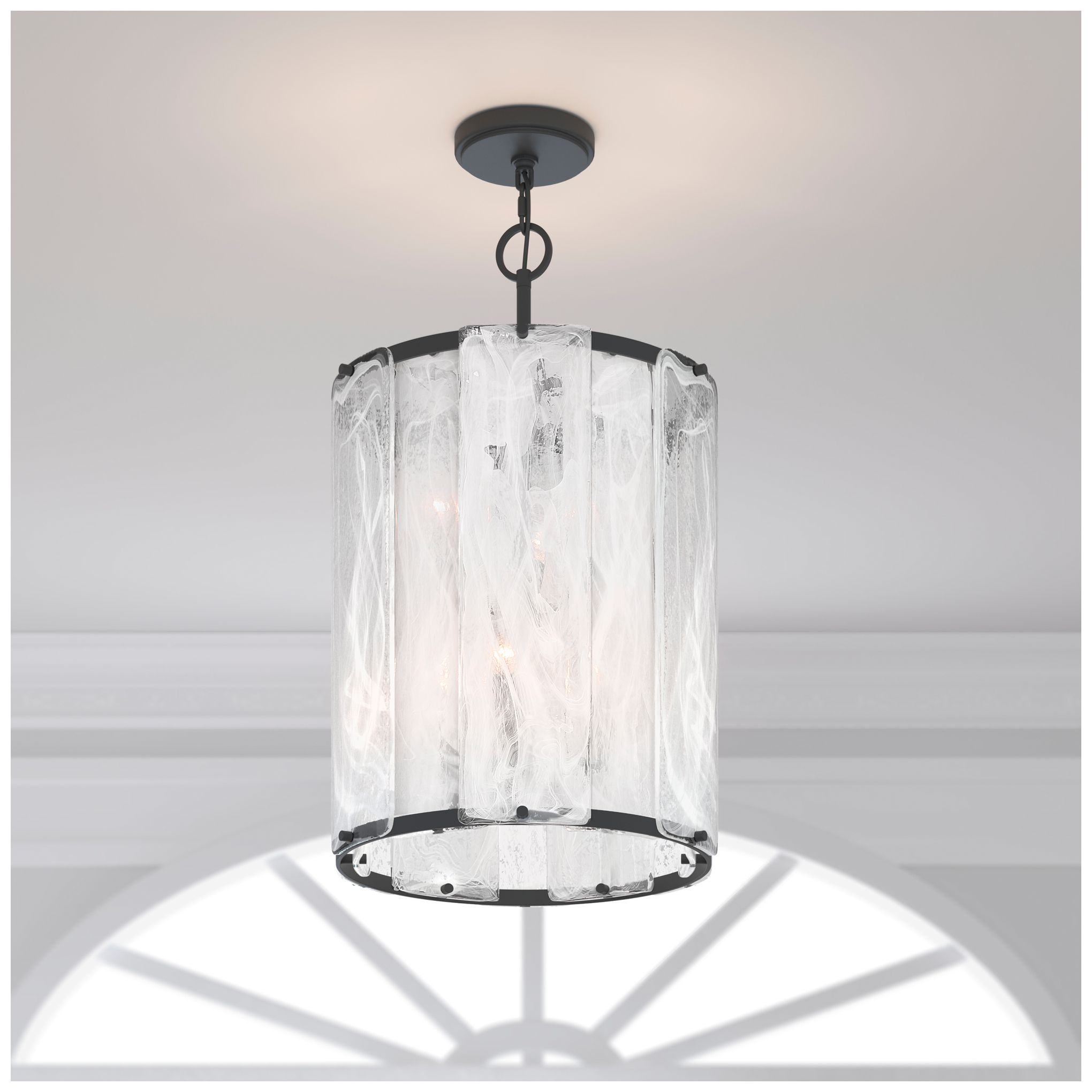 Image 2 Minka Lavery Veil 6-Lt 17.25-in Dark Matte Black Pendant with Glass Shade more views