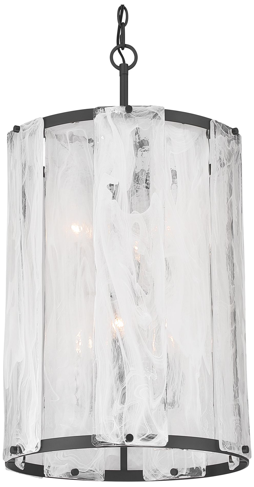 Image 3 Minka Lavery Veil 6-Lt 17.25-in Dark Matte Black Pendant with Glass Shade more views