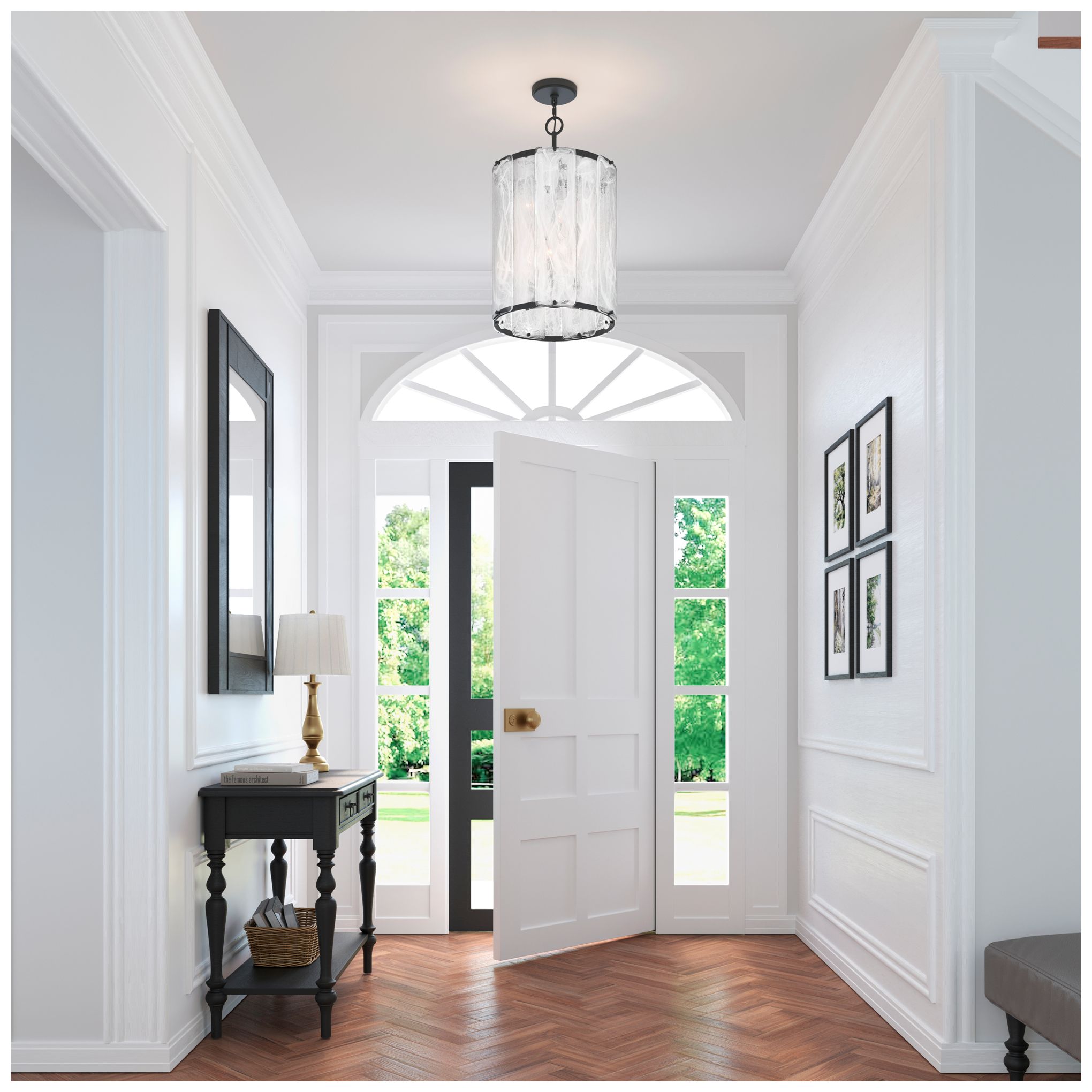 Image 4 Minka Lavery Veil 6-Lt 17.25-in Dark Matte Black Pendant with Glass Shade more views