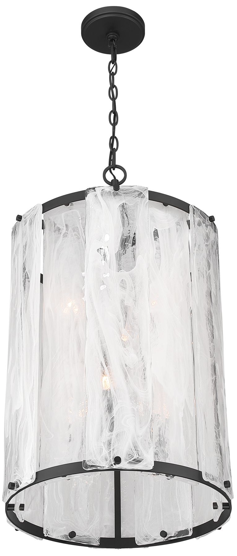 Image 5 Minka Lavery Veil 6-Lt 17.25-in Dark Matte Black Pendant with Glass Shade more views