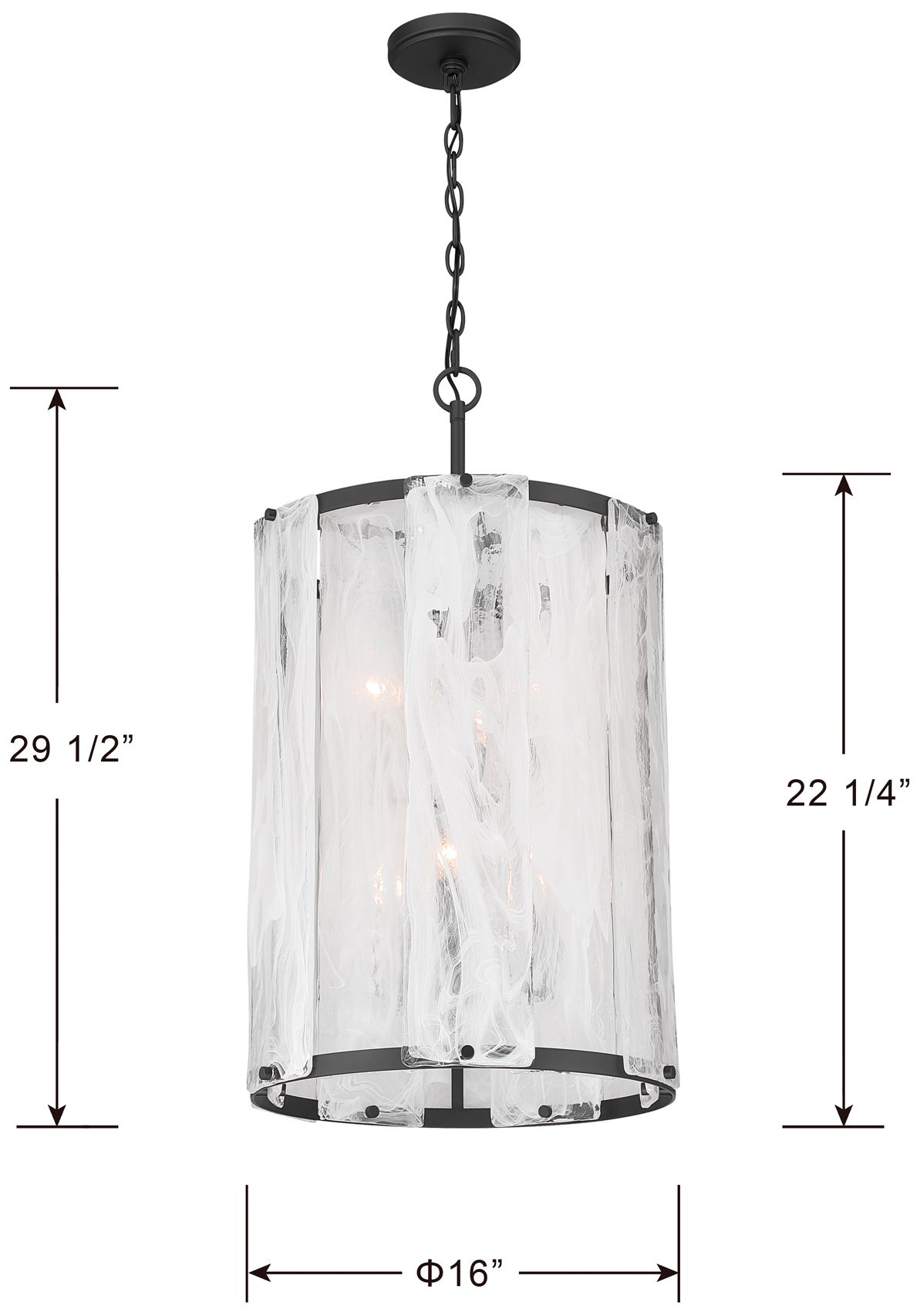 Image 6 Minka Lavery Veil 6-Lt 17.25-in Dark Matte Black Pendant with Glass Shade more views