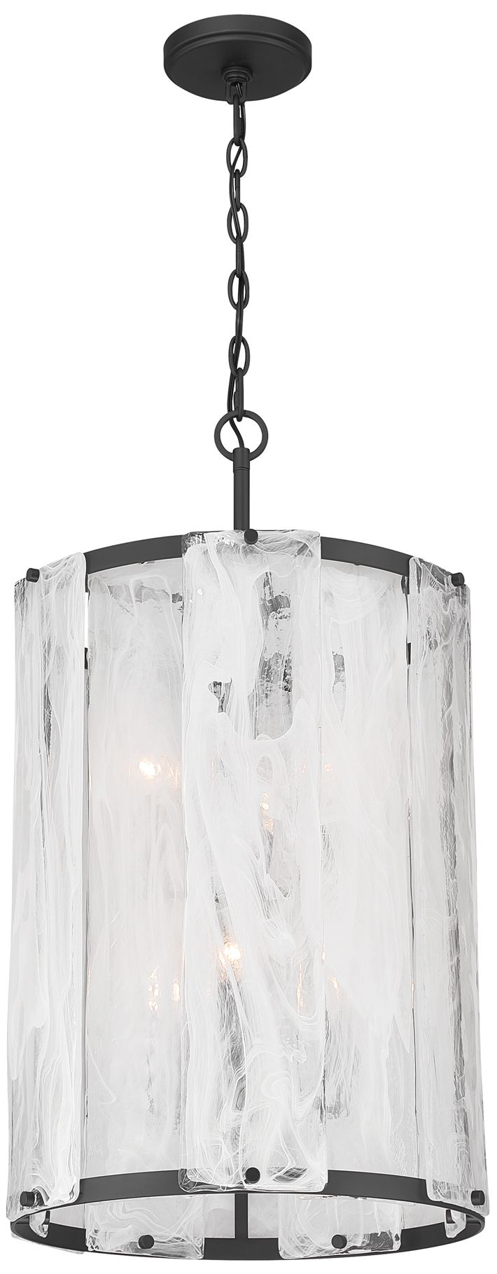 Minka Lavery Veil 6-Lt 17.25-in Dark Matte Black Pendant with Glass Shade
