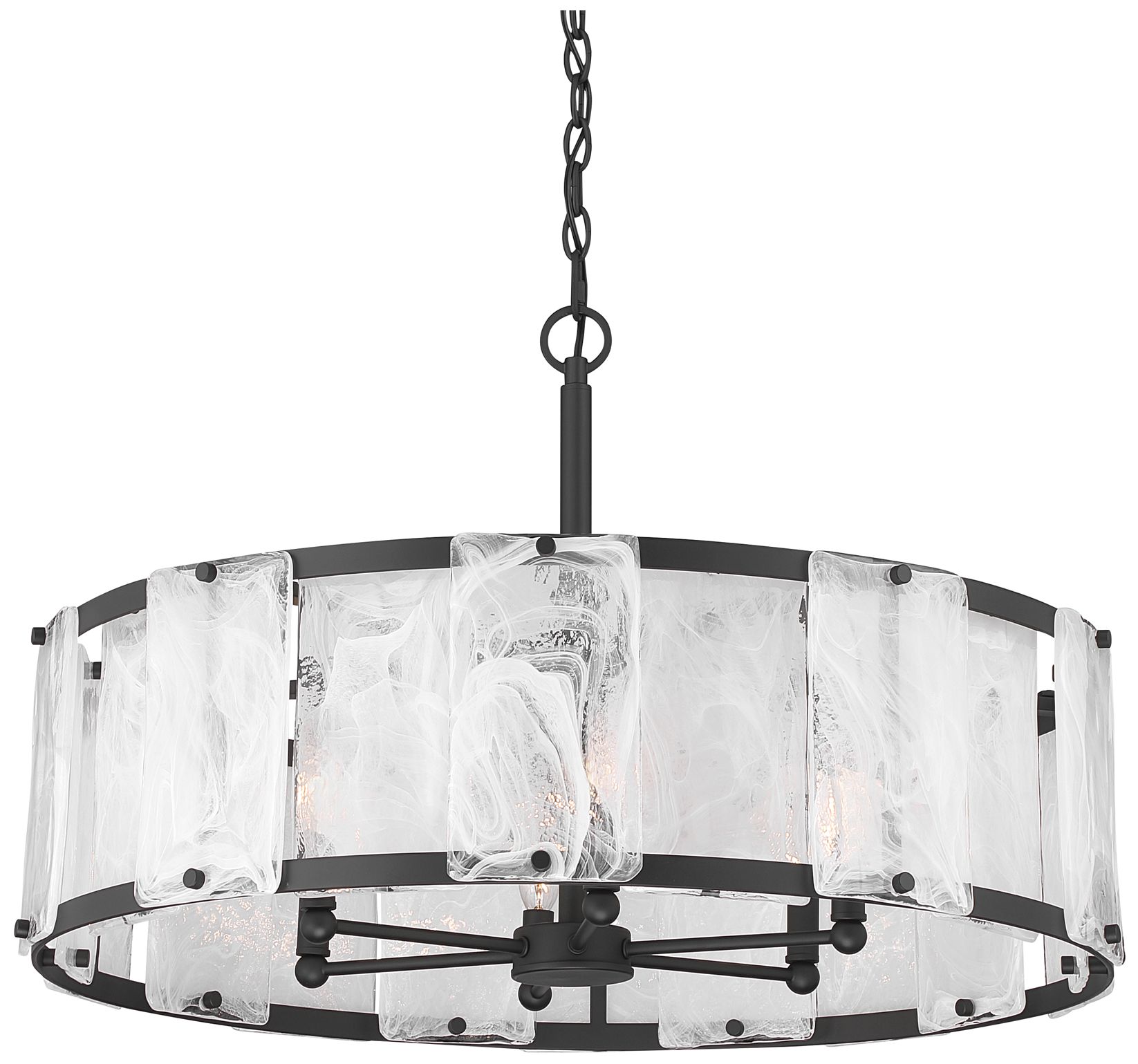Minka Lavery Veil 6-Lt 29.25-in Dark Matte Black Pendant with Glass Shade