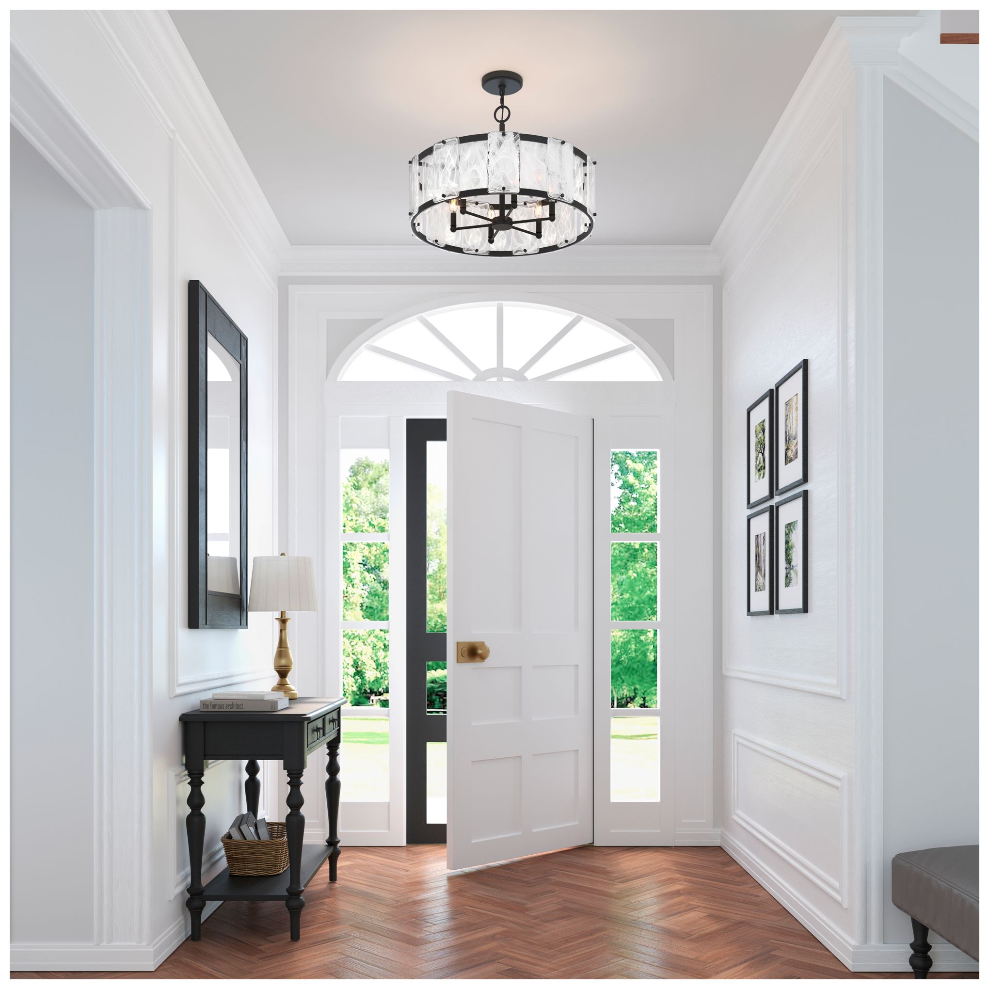 Image 4 Minka Lavery Veil 6-Lt 29.25-in Dark Matte Black Pendant with Glass Shade more views