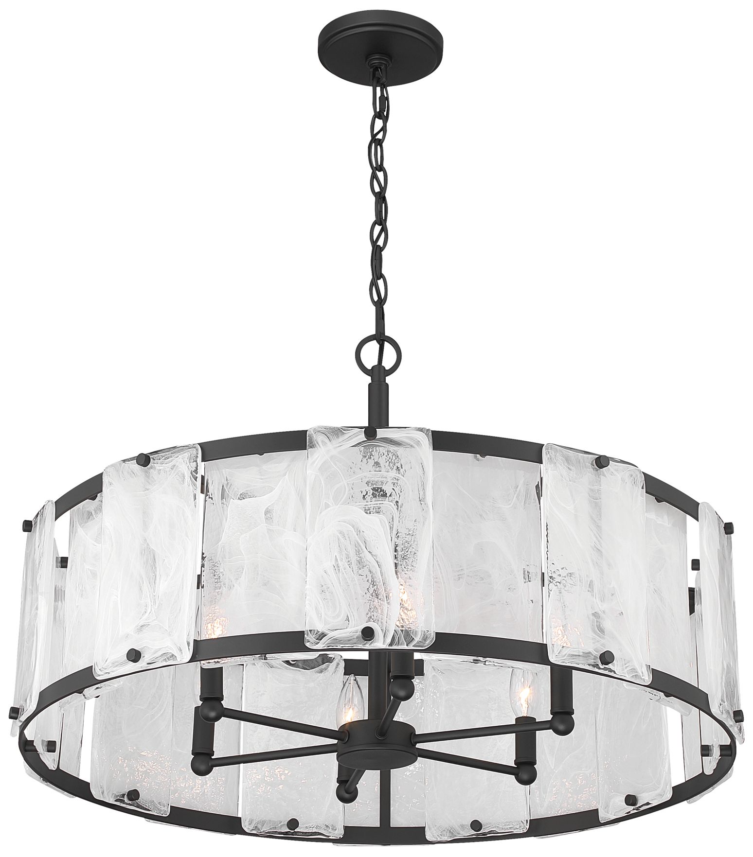 Image 5 Minka Lavery Veil 6-Lt 29.25-in Dark Matte Black Pendant with Glass Shade more views
