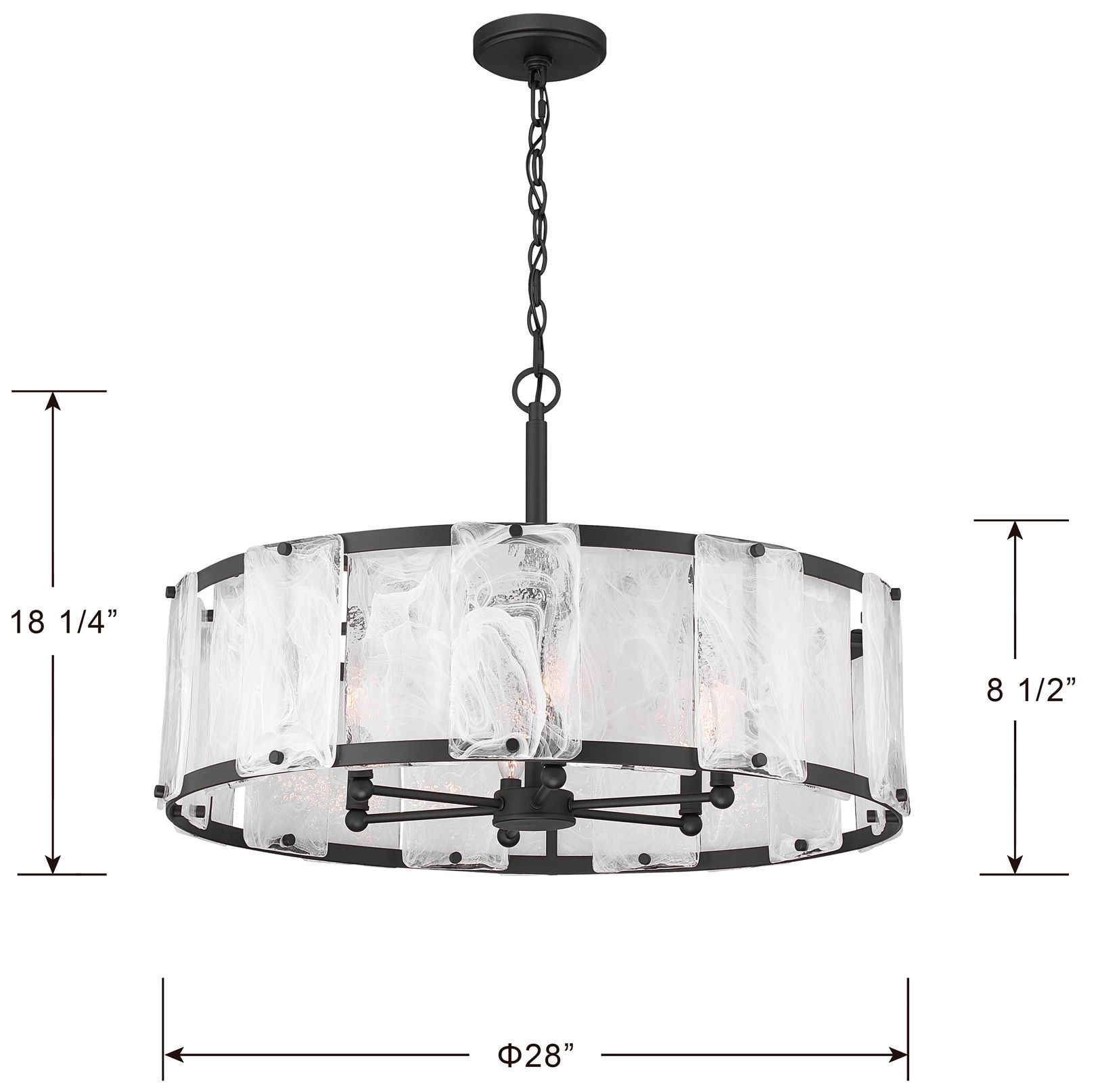 Image 6 Minka Lavery Veil 6-Lt 29.25-in Dark Matte Black Pendant with Glass Shade more views
