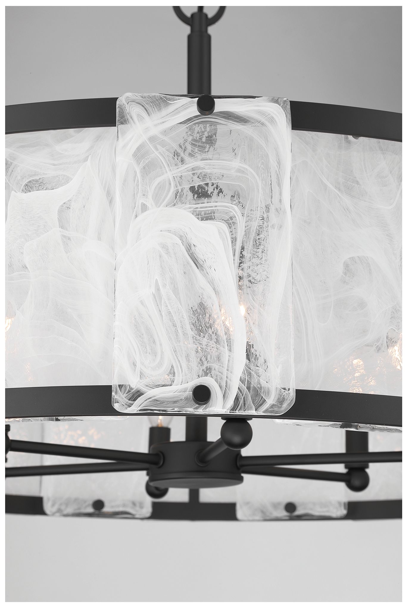 Image 7 Minka Lavery Veil 6-Lt 29.25-in Dark Matte Black Pendant with Glass Shade more views