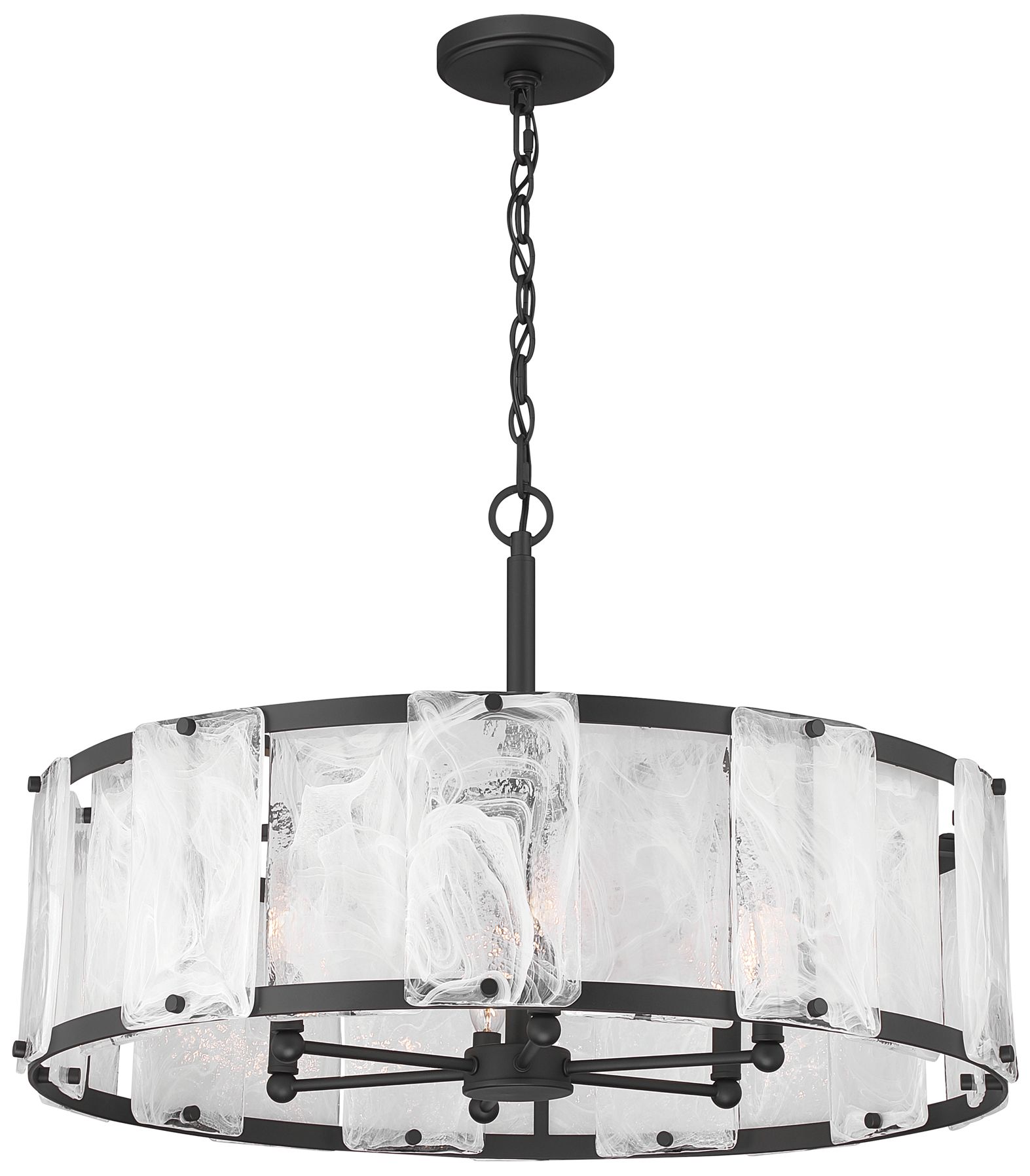 Minka Lavery Veil 6-Lt 29.25-in Dark Matte Black Pendant with Glass Shade