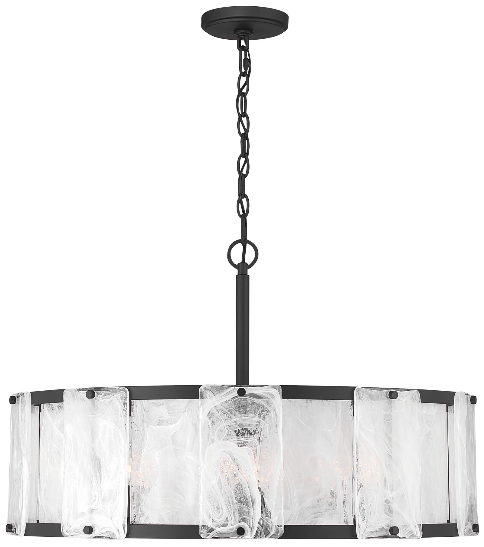 Minka Lavery Veil 6-Lt 29.25-in Dark Matte Black Pendant with Glass Shade