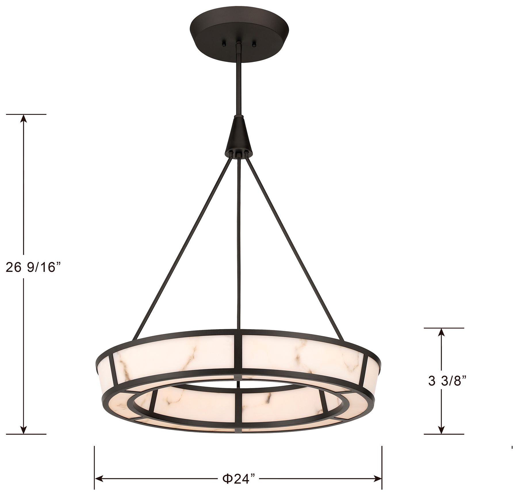 Minka-Lavery Velaris LED 24-in Pendant - Dark Bronze with Alabaster Glass