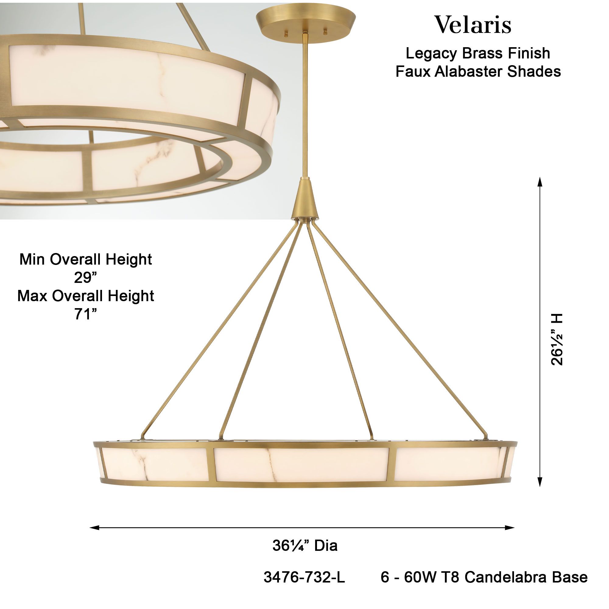 Minka-Lavery Velaris LED 36.25-in Legacy Brass Indoor Pendant
