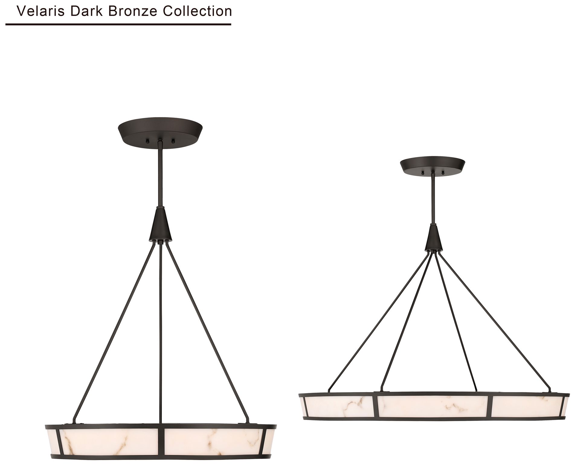 Minka-Lavery Velaris LED 36.25-in Pendant  Dark Bronze with Alabaster Glass