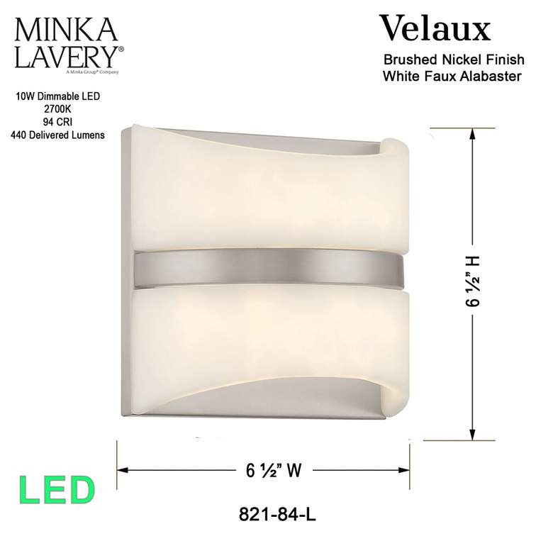 Image 7 Minka Lavery Velaux 1-Light LED Brushed Nickel Wall Sconce more views