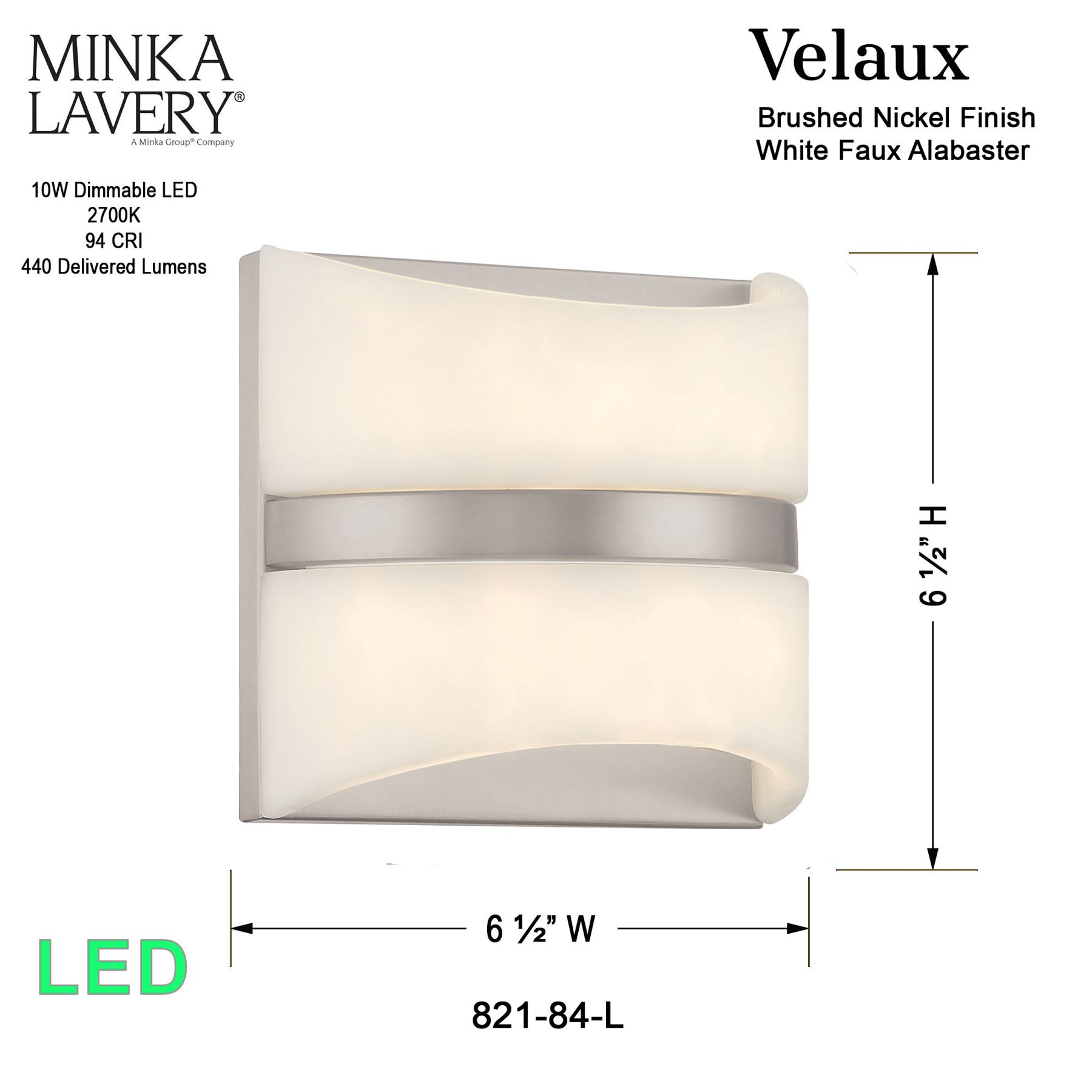 Image 7 Minka Lavery Velaux LED Brushed Nickel Wall Sconce more views