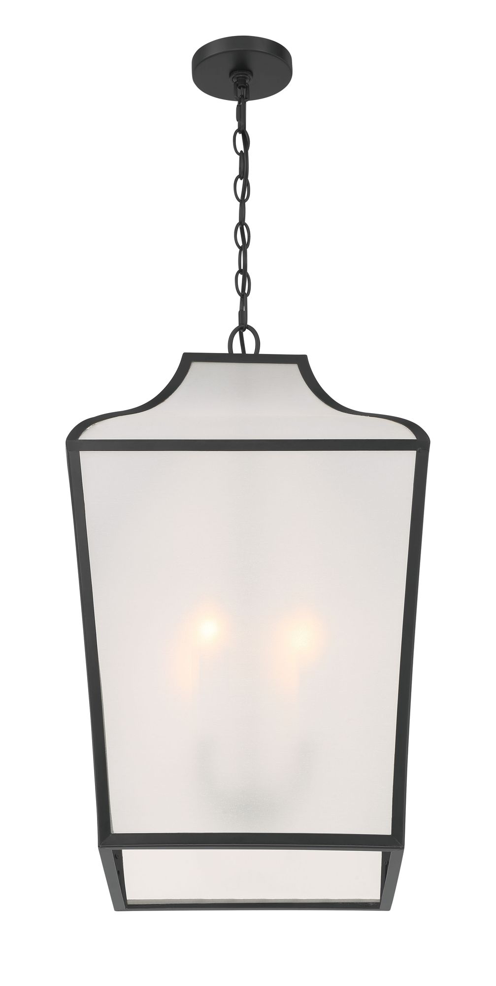 Minka-Lavery Velena 4-Lt 16-in Dark Matte Black Pendant with Organza Shade