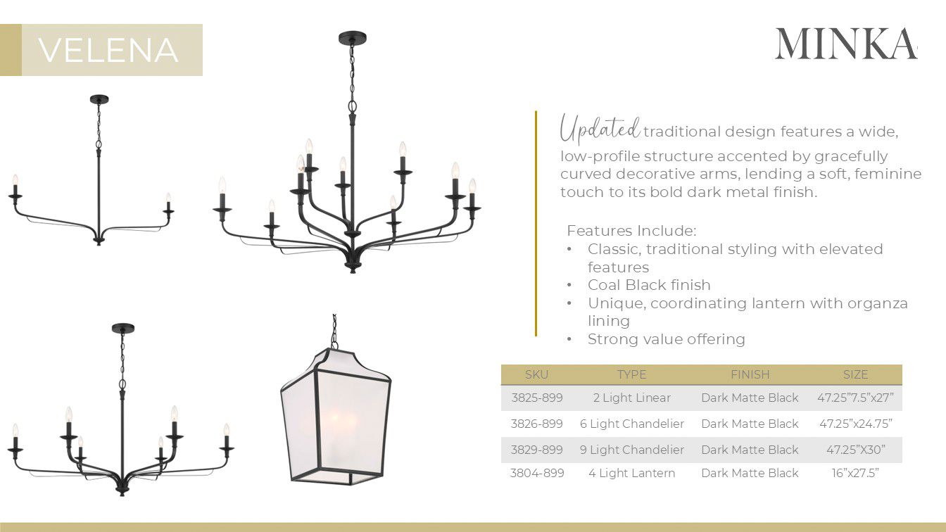 Minka-Lavery Velena 6-Light 47.25-in Dark Matte Black Indoor Chandelier