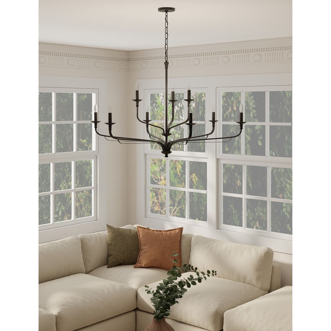 Image Minka-Lavery Velena 9-Light 47.25-in Dark Matte Black Indoor Chandelier