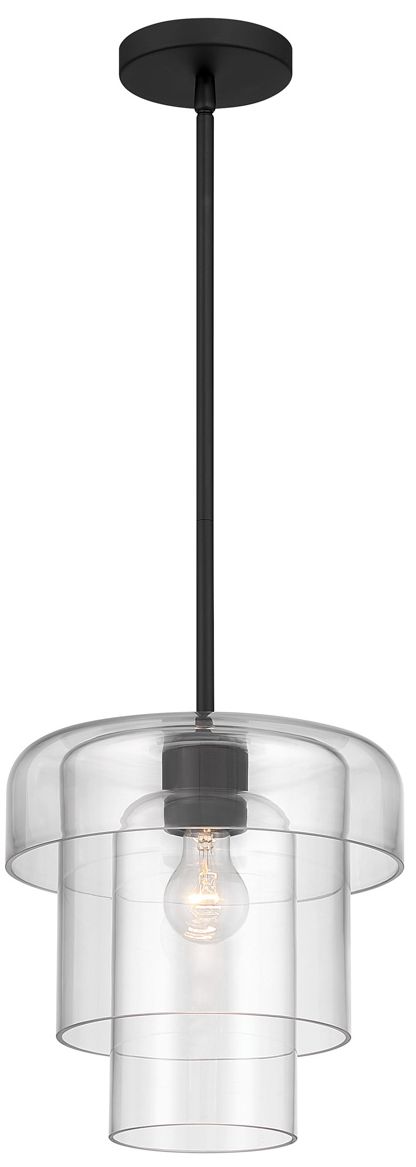 Image 2 Minka Lavery Velique 1-Lt 11-in Dark Matte Black Pendant with Clear Shade