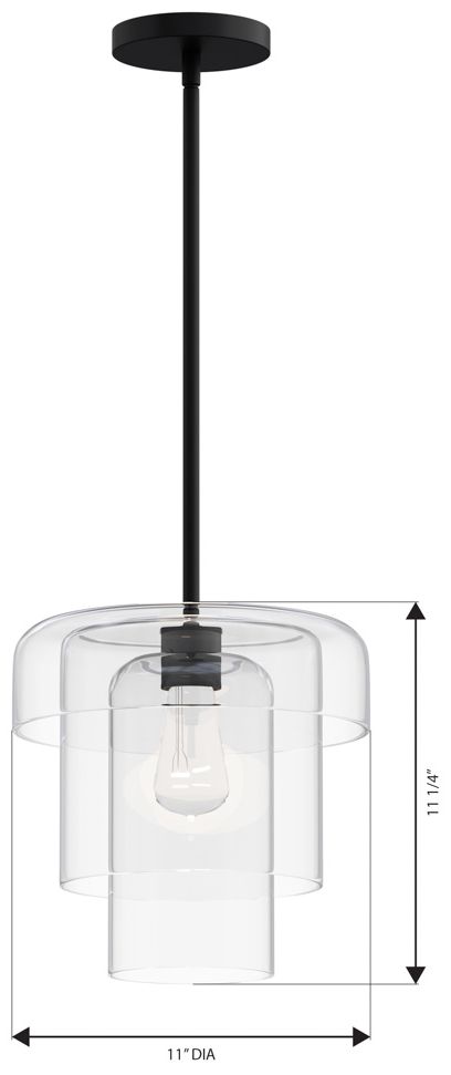 Minka Lavery Velique 1-Lt 11-in Dark Matte Black Pendant with Clear Shade