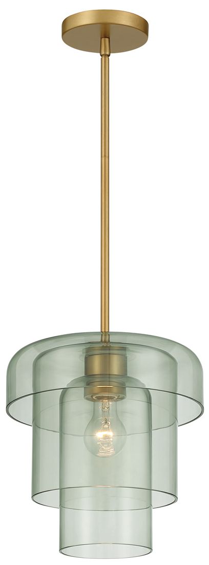 Thumbnail2 of Minka Lavery Velique 1-Lt 11-in Legacy Brass Mini Pendant with Green Shade