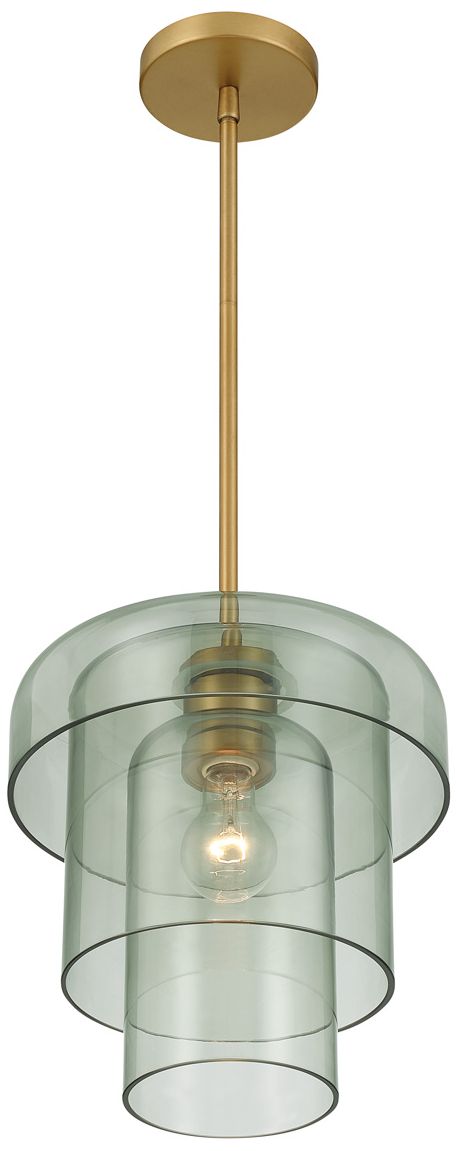 Thumbnail3 of Minka Lavery Velique 1-Lt 11-in Legacy Brass Mini Pendant with Green Shade more views