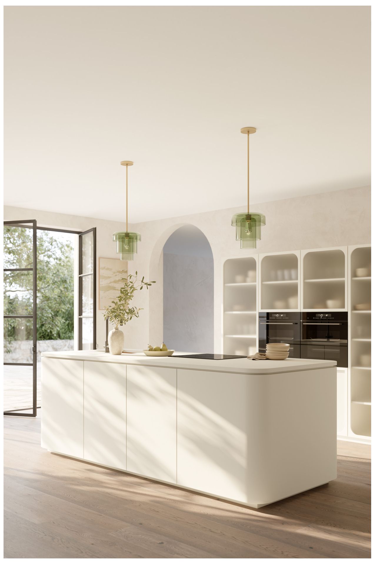Thumbnail4 of Minka Lavery Velique 1-Lt 11-in Legacy Brass Mini Pendant with Green Shade more views