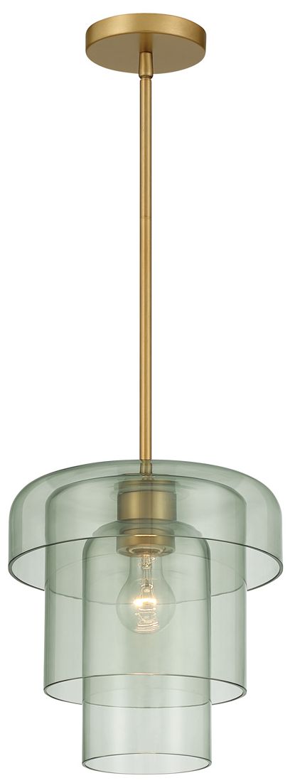 Minka Lavery Velique 1-Lt 11-in Legacy Brass Mini Pendant with Green Shade