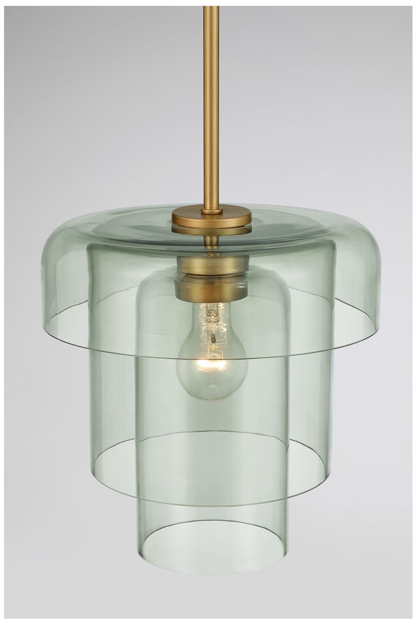 Minka Lavery Velique 1-Lt 11-in Legacy Brass Mini Pendant with Green Shade