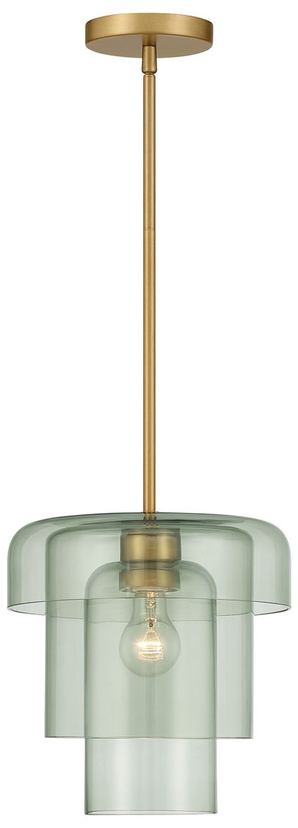 Minka Lavery Velique 1-Lt 11-in Legacy Brass Mini Pendant with Green Shade