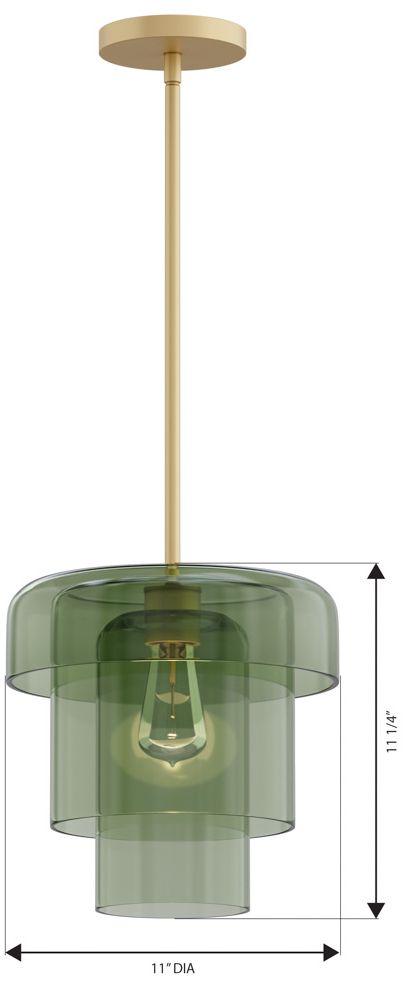 Minka Lavery Velique 1-Lt 11-in Legacy Brass Mini Pendant with Green Shade