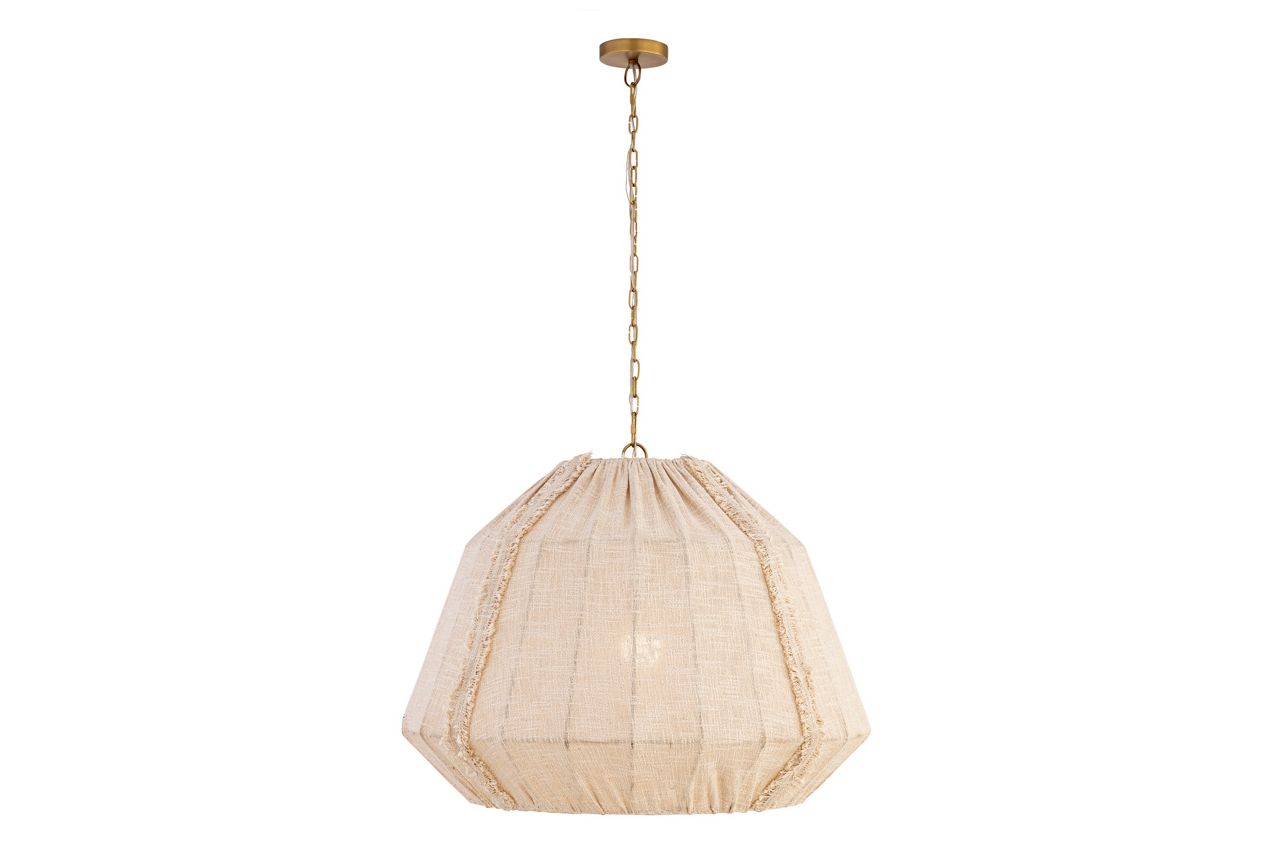 Minka Lavery Velune 1-Light 28-in Legacy Brass Pendant with Linen Shade