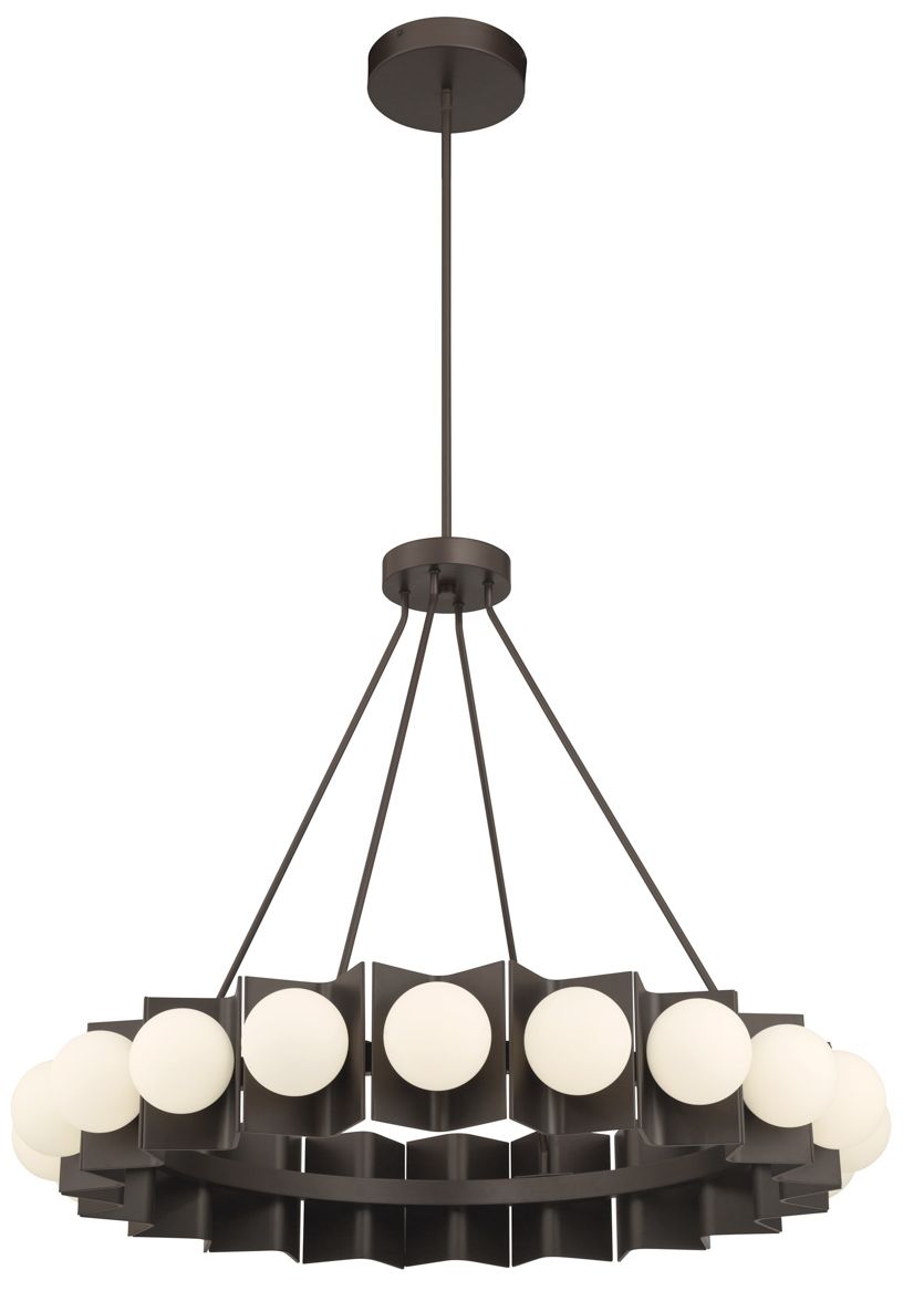 Minka Lavery Vestra LED 37.5-in Dark Bronze Pendant with Etched Opal Shade