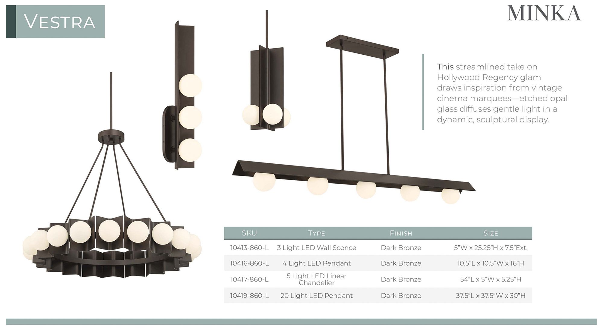 Minka Lavery Vestra LED 37.5-in Dark Bronze Pendant with Etched Opal Shade