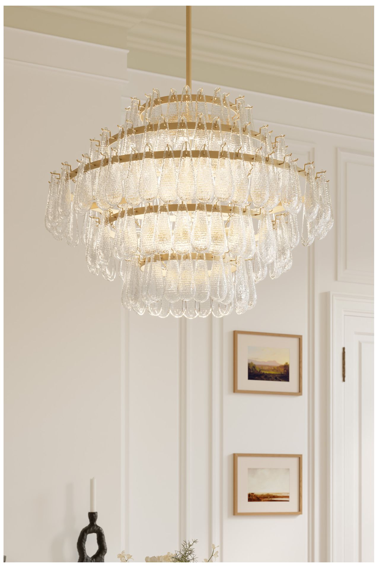 Image 2 Minka Lavery Vionne 8-Light 32.25-in Legacy Brass Pendant with Glass Shade more views