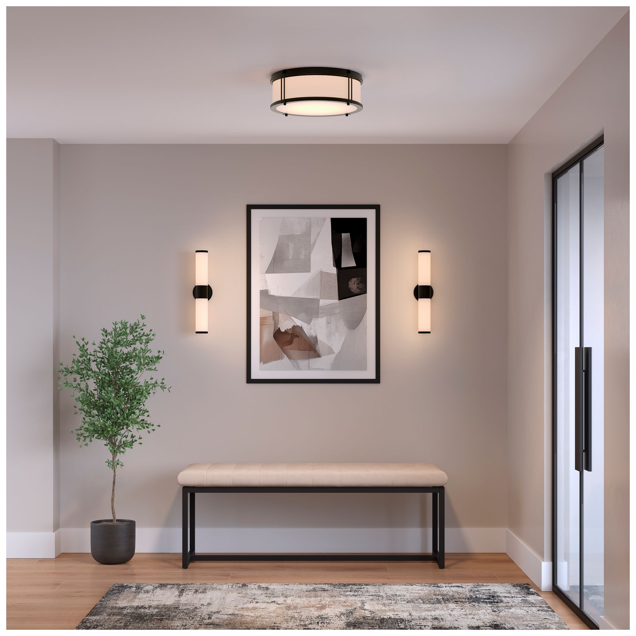 Thumbnail4 of Minka Lavery Voltelle 2-Light 5-in Dark Bronze Wall Sconce with Glass Shade more views