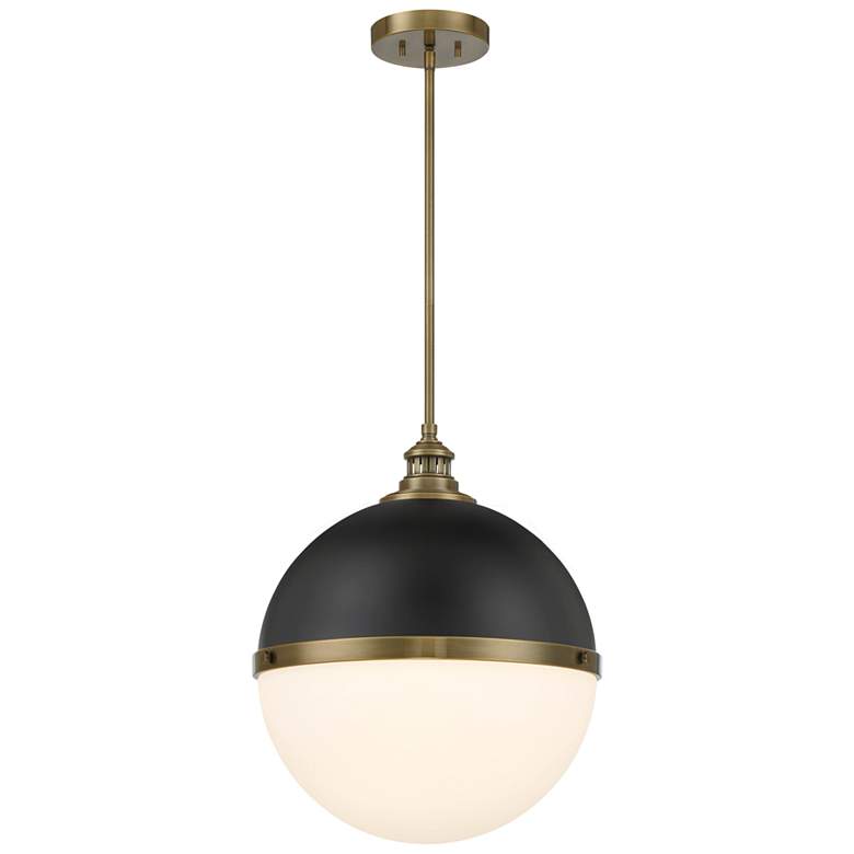 Image 2 Minka-Lavery Vorey 1-Light Black and Oxidized Aged Brass Pendant