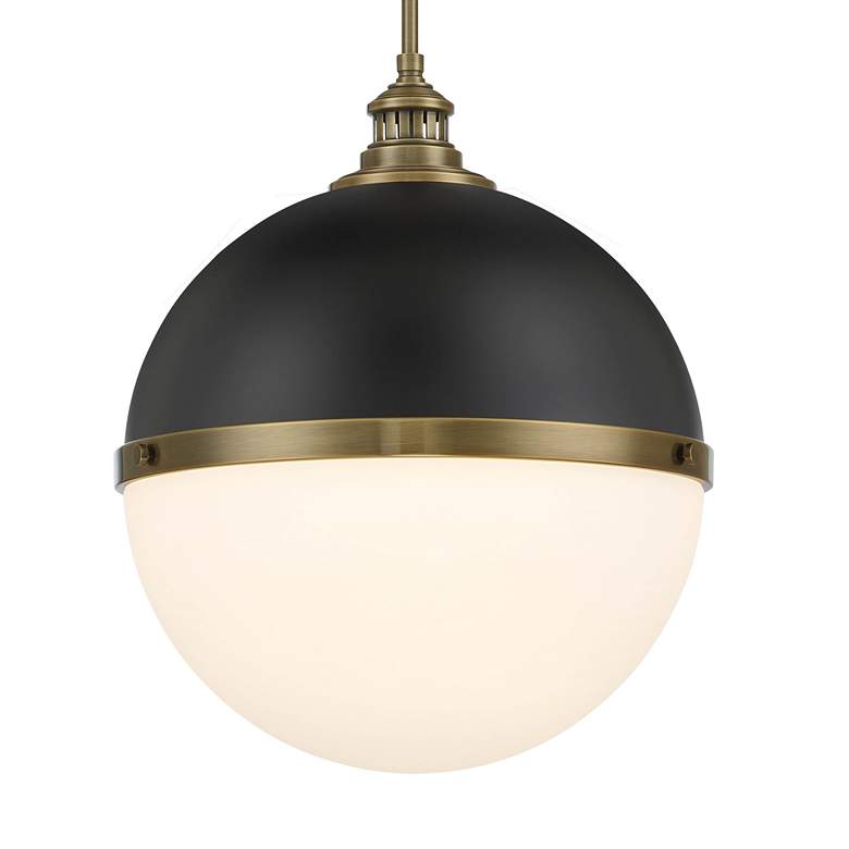 Image 3 Minka-Lavery Vorey 1-Light Black and Oxidized Aged Brass Pendant more views
