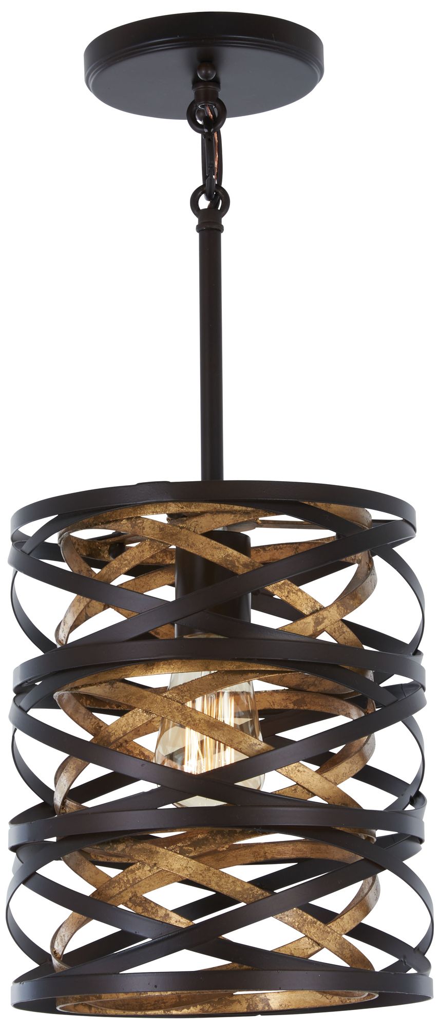 Minka-Lavery Vortic Flow 1-Light Dark Bronze with Mosaic Gold Mini Pendant